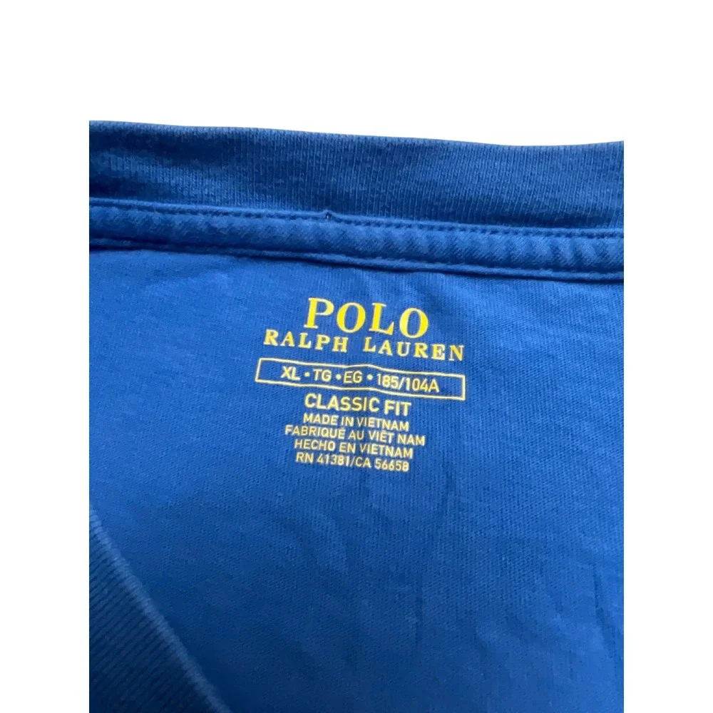 Polo Ralph Lauren Classic Fit V-Neck Mens XL Blue Pink Pony Logo T-Shirt